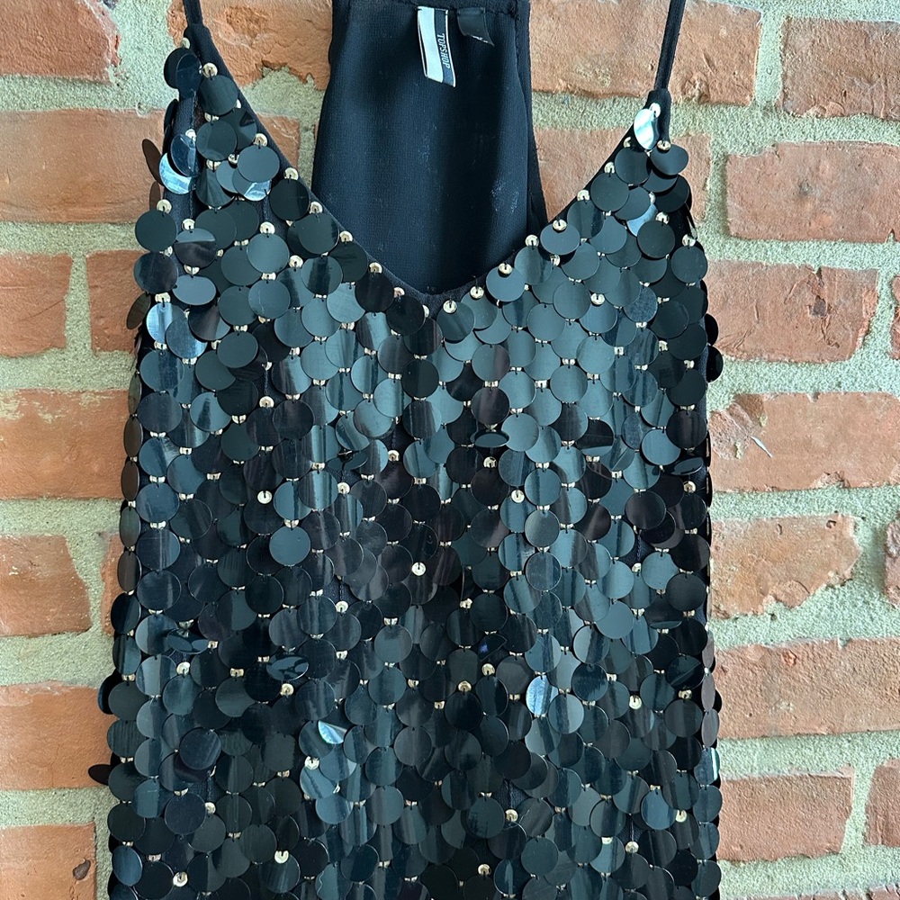 Topshop Black and Gold Sequins Mini Dress - Picture 3 of 4